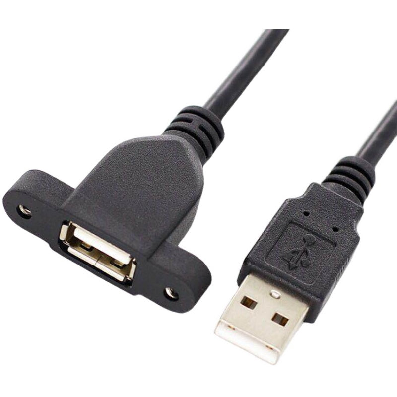 Vida deşikləri və qulaqları olan tam qapalı USB kişidən qadına məlumat uzatma kabeli USB kabel 0.3/0.5/1/1.5 metr