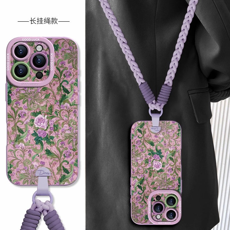 [İdxal edilmiş maye silikon] kordon Apple 17promax mobil telefon qutusu üçün uyğun Fransız Çin üslubu iphone16pro yeni tanrıça 15 super isti 14plus art ins soft 13 temperament 12