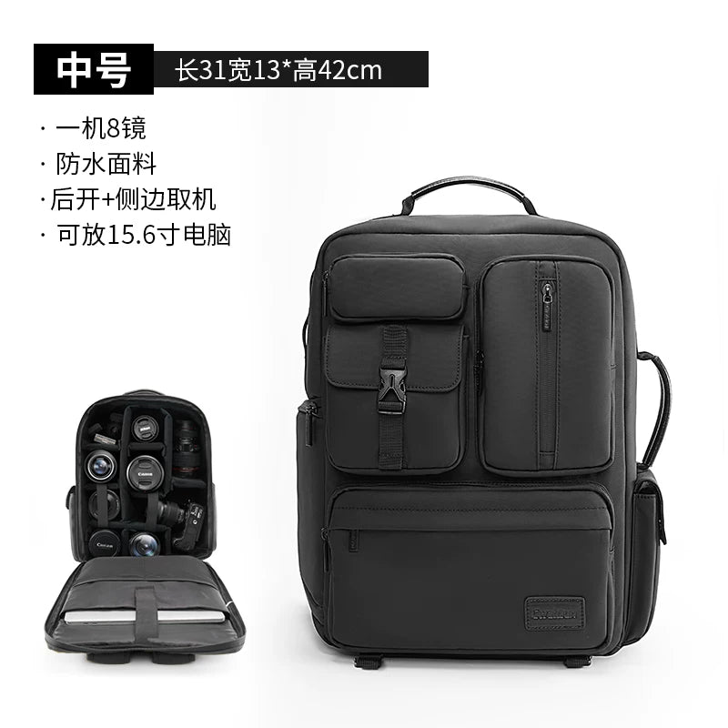 Cwatcun Hong Kong brendi 2 maşın 8 linzalı peşəkar fotoqrafiya bel çantası SLR kamera obyektiv saxlama böyük tutumlu fotoqrafiya çantası Sony Canon R50 Nikon Sony kamera çantası üçün uyğundur