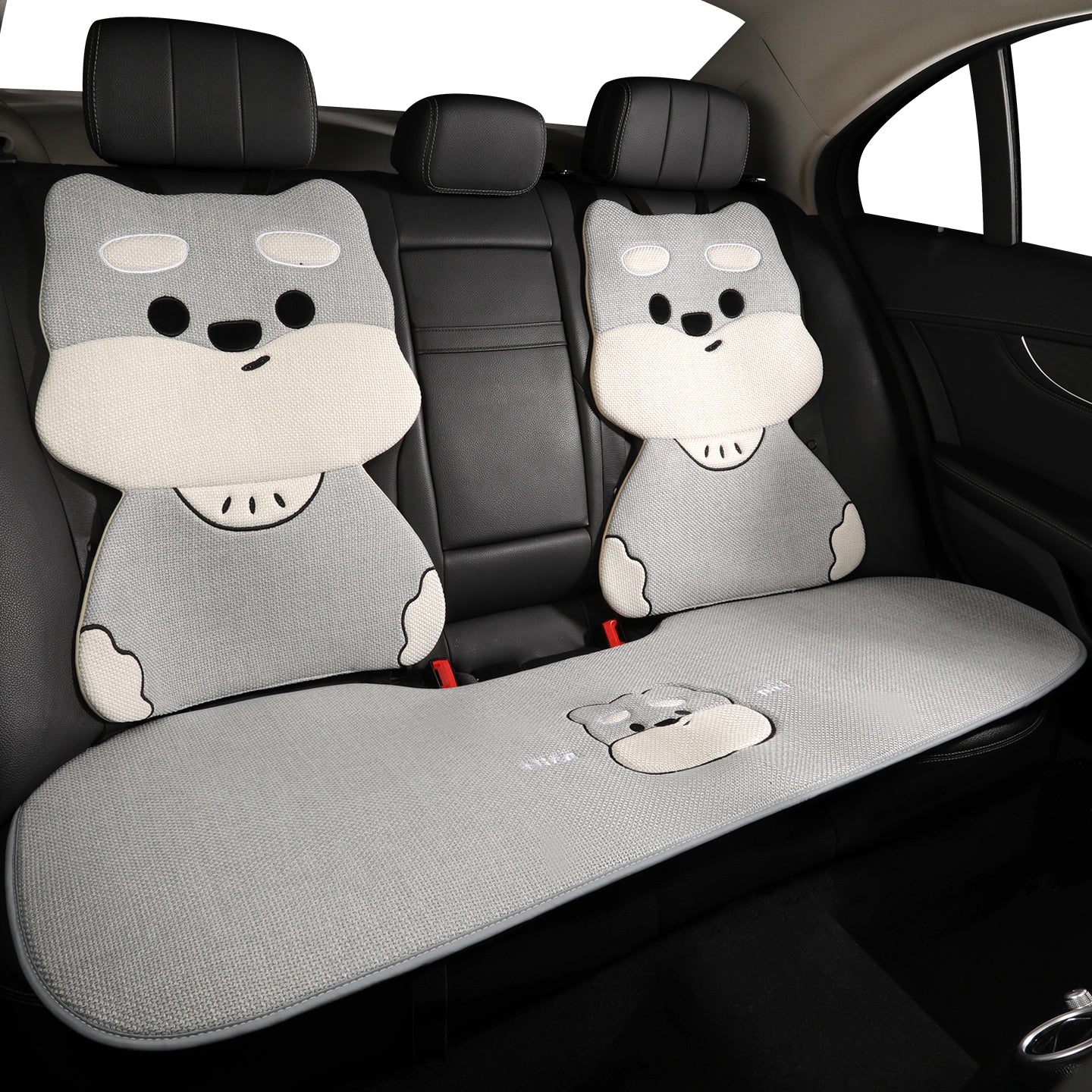All-season cotton and linen car seat cushions, cute cartoon seat covers for girls, breathable, semi-enclosed, universal decorative cushions for fall and winter.