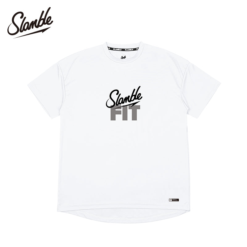 SLAMBLE yay yeni FIT qısaqol kişi köynəyi, dəyirmi boyunlu, tez quruyan nəfəs alan fitnes qaçış məşq forması