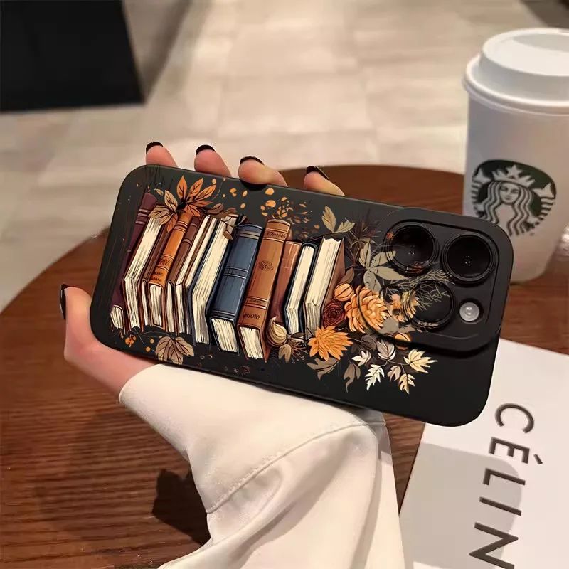 iPhone 11 12 üçün Yaradıcı Gözəl Kitab Nümunəli Telefon Çantası