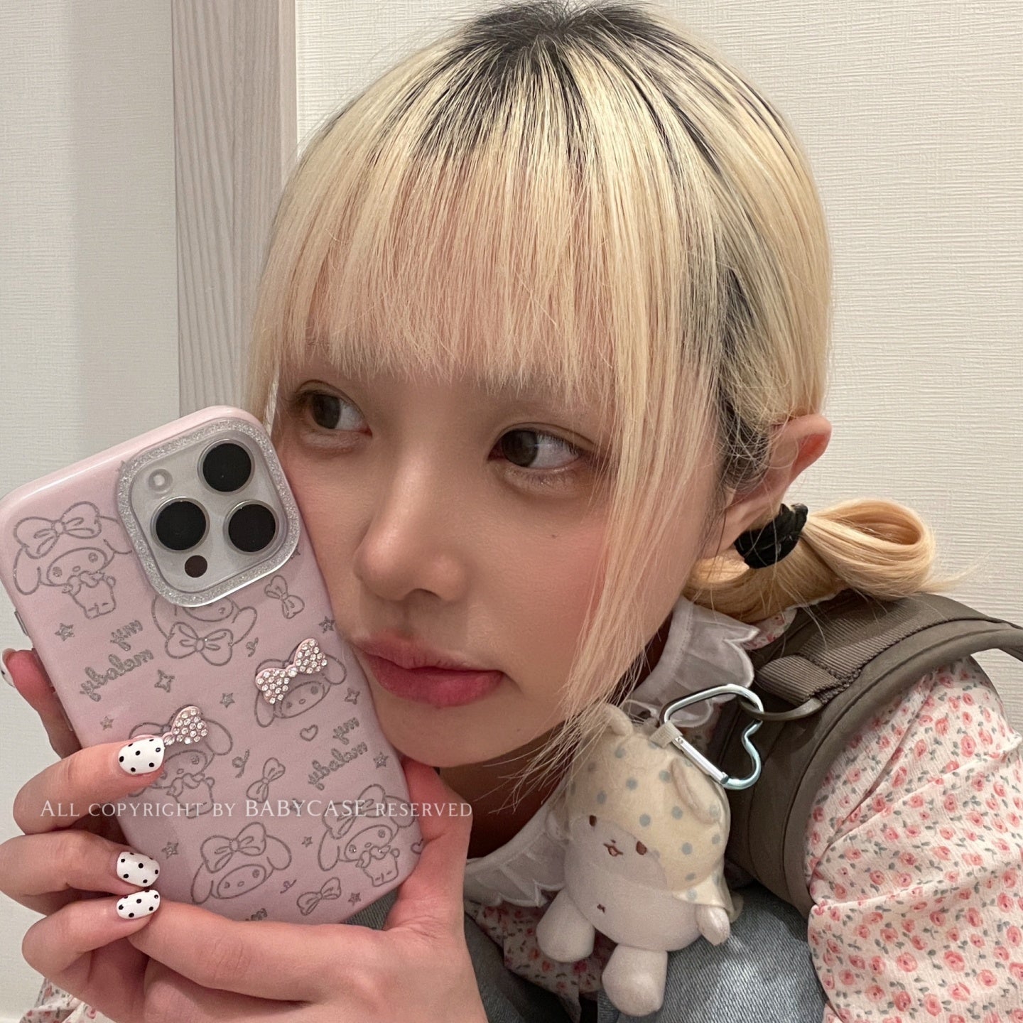 BABYCASE Yapon və Koreya ins şirin və sevimli blingbling yay cizgi filmi dovşan böyük qulaqları iPhone17/16pm/15/14ProMax üçün uyğun mobil telefon qutusu