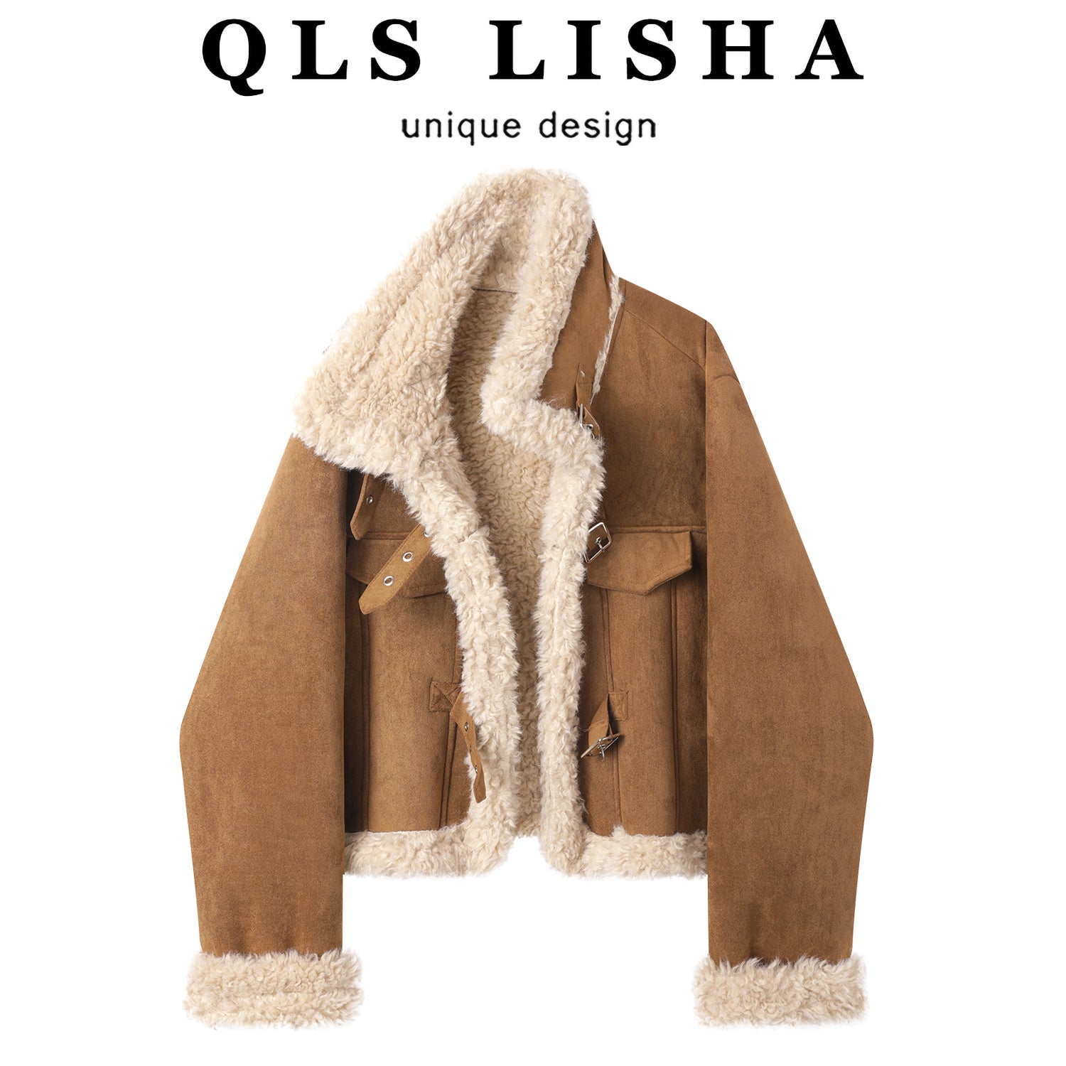 Chorlisa Qadınlar üçün Yüksək Keyfiyyətli Qırxma Paltosu, Çoxfunksiyalı Dizayn, Retro Stil, Qalın Quzu Yunlu Qısa Gödəkçə, Qış