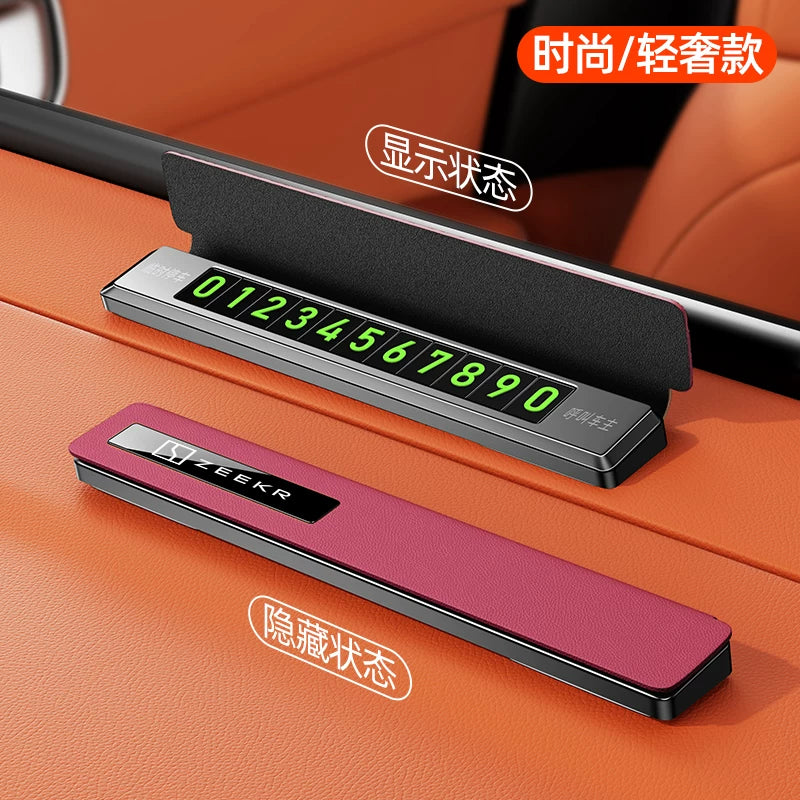 ZEEKR 001/007/7X/009/MIX Müvəqqəti Parklanma üçün Xüsusi Avtomobil Hərəkət Telefon Nömrəsi Nişanı