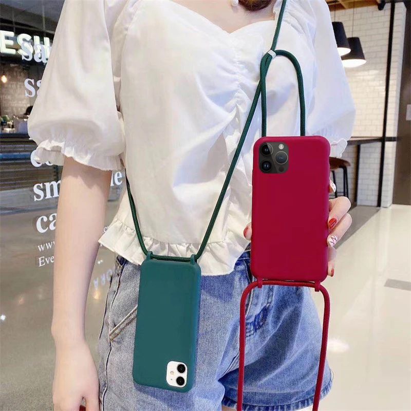 iPhone 15 14 üçün Çarpaz Boyunbağı Lanyard Kordon Telefon Qabı
