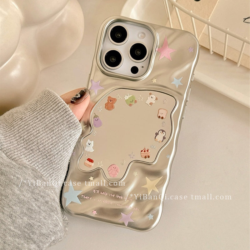 Sevimli Jellycat cizgi filmi elektrolizlənmiş güzgü Huawei Apple 17ProMax cib telefonu qutusu iphone16pro yeni 15pro qadın pura80 yaradıcı mate70 Yapon və Koreya 14 düşməyə qarşı 13