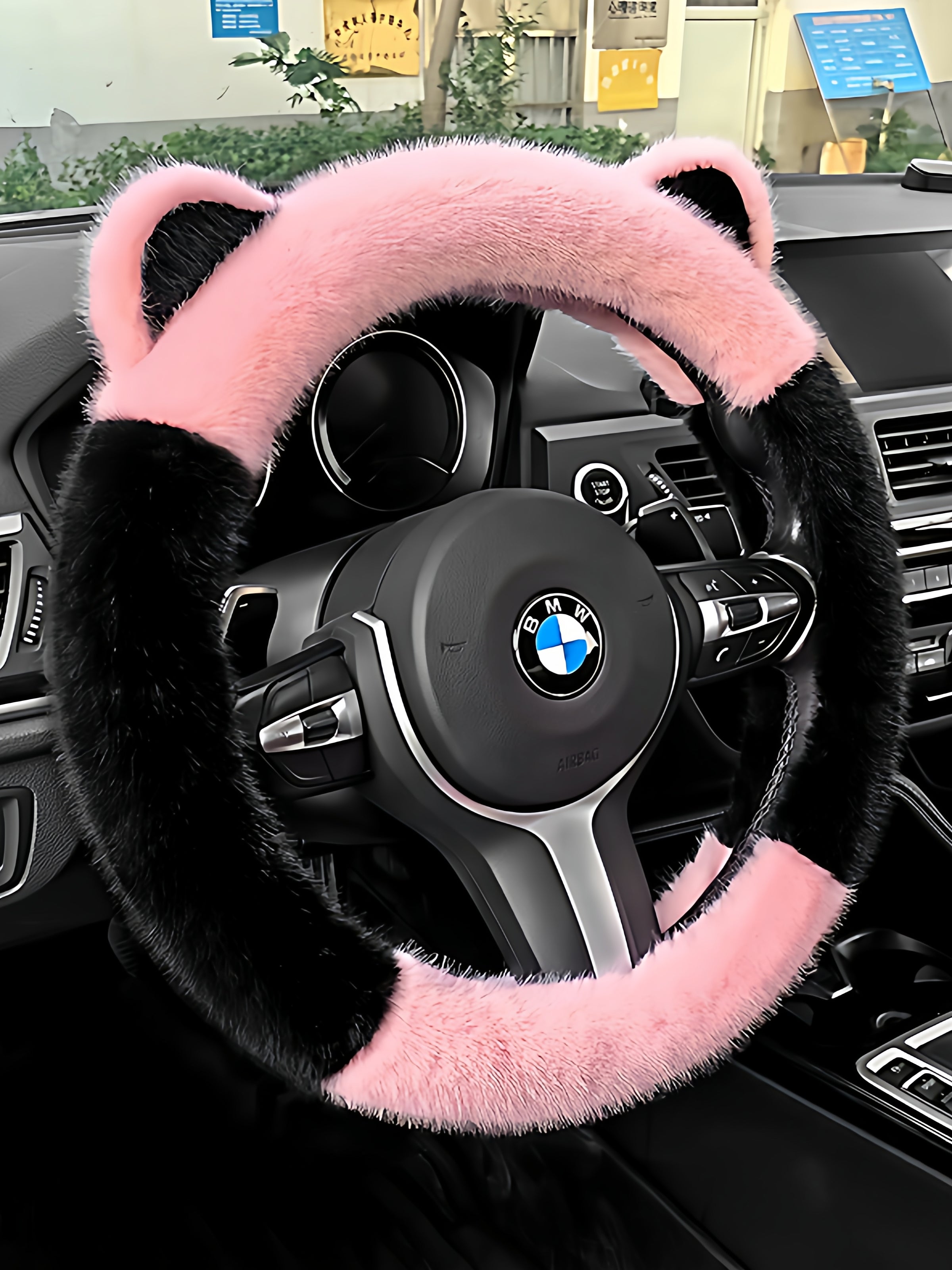 Luxury ear steering wheel cover, winter warmth and cold protection, popular online goddess car steering wheel cover, universal type.