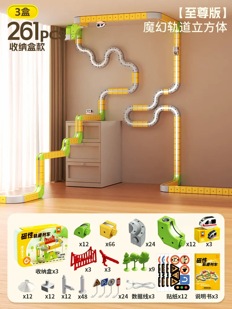 Əyləncəli və Sehrli Maqnit İzli Uşaq Təhsil Yüksək Sürətli Qatar Oyuncağı Oğlanlar və Qızlar üçün DIY Tikinti Blokları Hədiyyə 3
