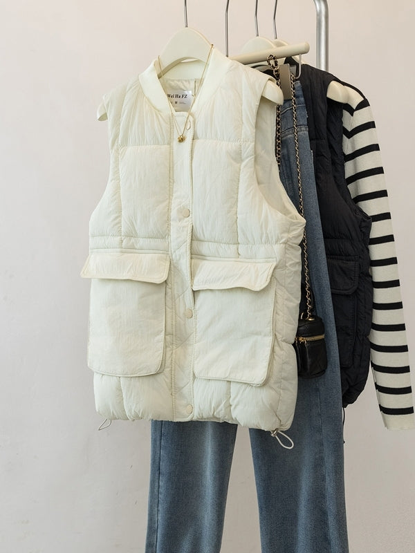 Böyük Ölçülü Koreya Üslubunda Qadınlar üçün Gündəlik Pambıq Jilet, 2026 Payız/Qış Yeni Gəlişi, Böyük Ölçülü Qadınlar üçün Populyar Boş Qolsuz Jilet