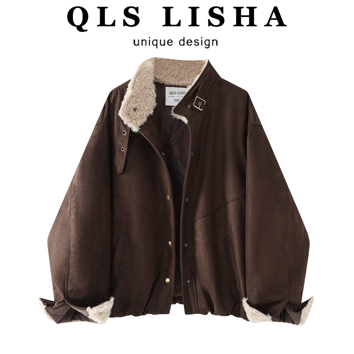 Cholisa Qalın Sırınmış Palto Qış Zamşa və Quzu Yunlu Patchwork İsti Pambıq Yastıqlı Gödəkçə Qadın İş Geyimi Gödəkçəsi