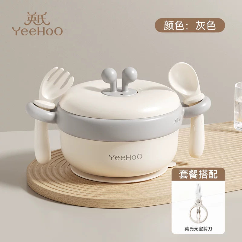 Ying's Körpə Yeməyi Qabı Körpə Su ilə Doldurulmuş İzolyasiyalı Qab Yemək Dəsti Sorma Kuboku Uşaq Süfrə Qabları