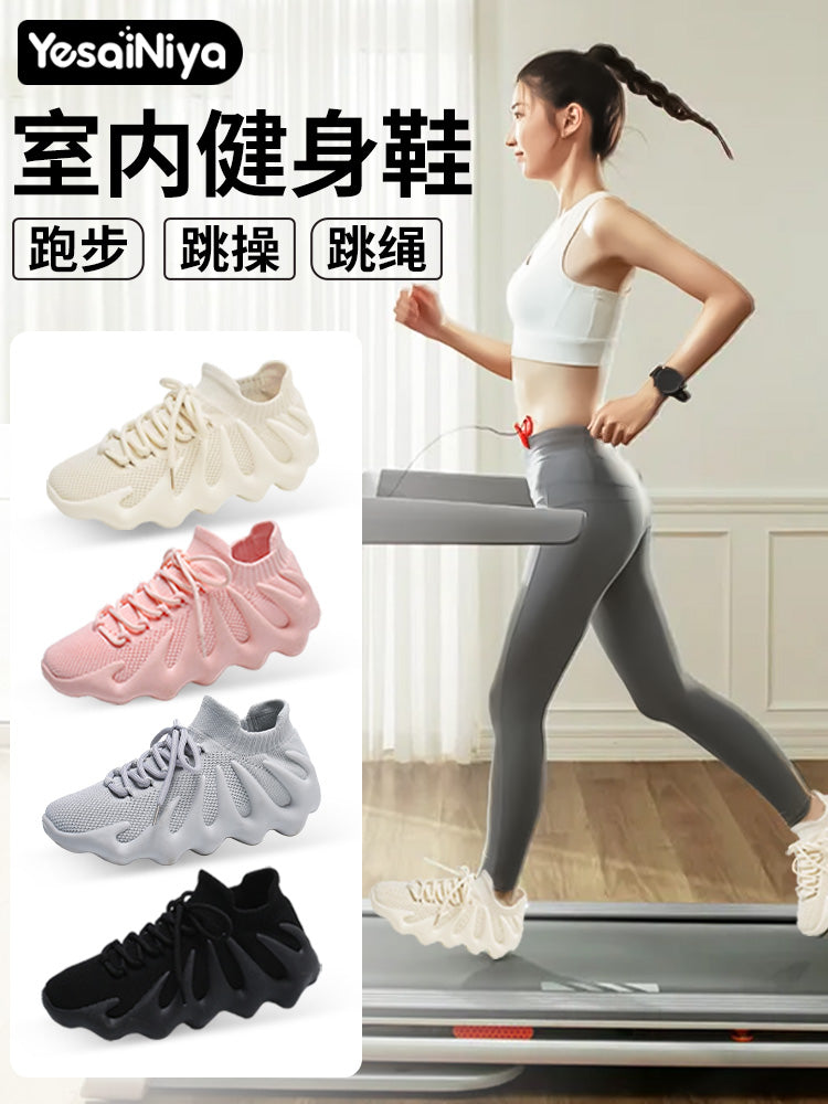 Qapalı fitnes ayaqqabıları, qadınlar üçün ev idman ayaqqabıları, şok uducu qaçış ayaqqabıları, idman zalı üçün yüngül atlama ipləri və yoqa ayaqqabıları