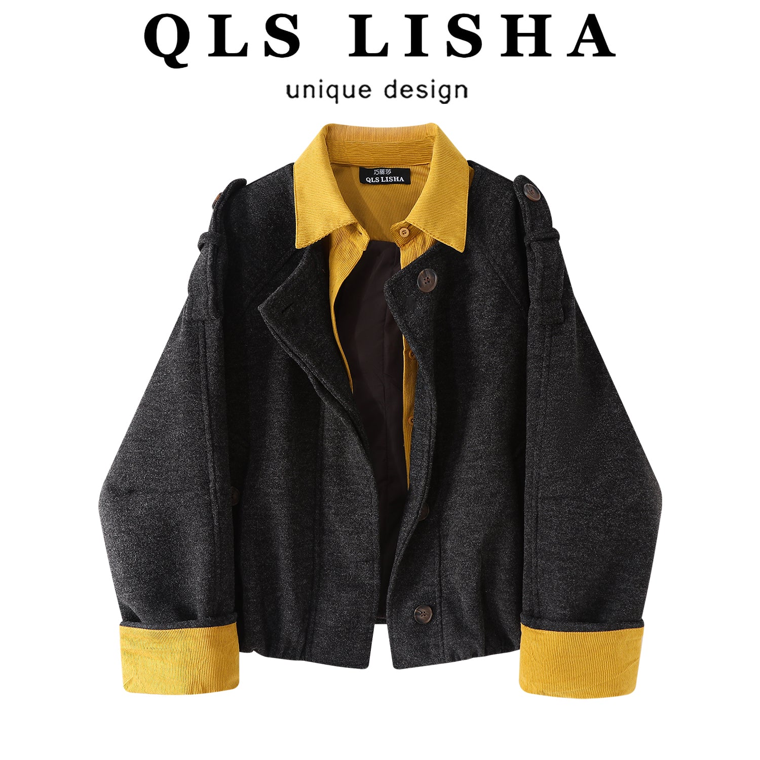 Cholisa Koreya üslubunda qadınlar üçün gündəlik yaxalıqlı yun palto, qışın əvvəlləri üçün dəbli və şık iş geyimlərindən ilhamlanmış yun gödəkçə.