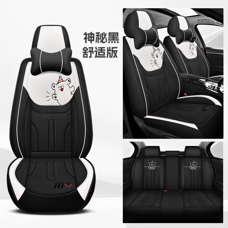 Avtomobil oturacağı yastıqları, qış kətan oturacaq üzləri, bütün mövsümlər üçün, tam örtüklü pambıq və kətan parça oturacaq yastıqları, cizgi filmi mövzulu oturacaq üzləri.