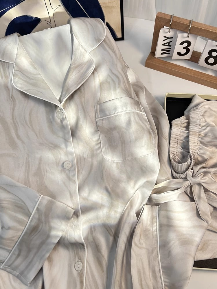 Döş yastiqciqları ilə yüksək keyfiyyətli ipək pijama dəsti, Victoria yüngül dəbdəbəli ev geyimi, ən yaxşılar üçün hədiyyə qutusu