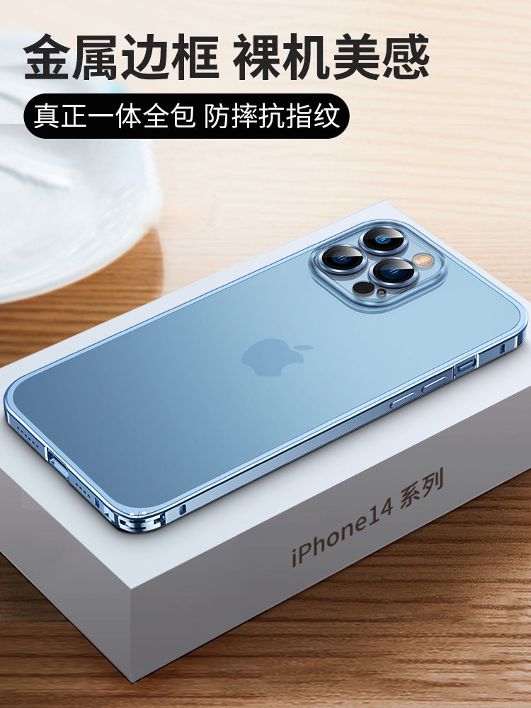 ins orijinal yüksək səviyyəli metal çərçivə iPhone17pro Apple 16 cib telefonu qutusu 14ProMax yeni 12 buzlu 13pro şəffaf 14plus kişilər və qadınlar 15promax düşməyə qarşı örtük