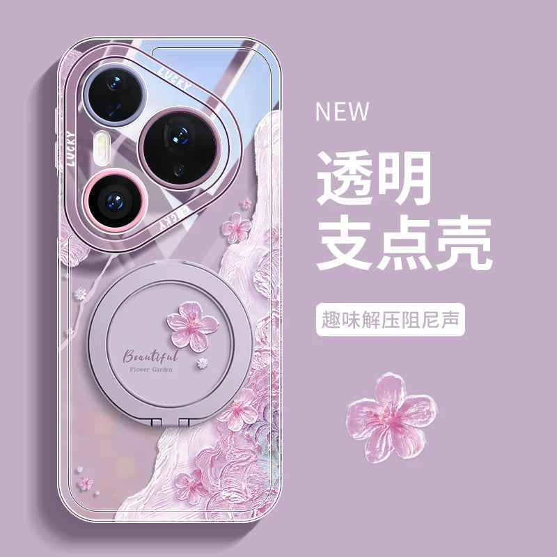 Huawei pura90 mobil telefon qutusu üçün uyğundur yeni 70 fırlanan stend 80pro şəffaf gözəl görünüşlü ultra sadə yumşaq qabıq p60 super yaraşıqlı pro+ qadın p50 qabaqcıl ins stil p40 qoruyucu örtük