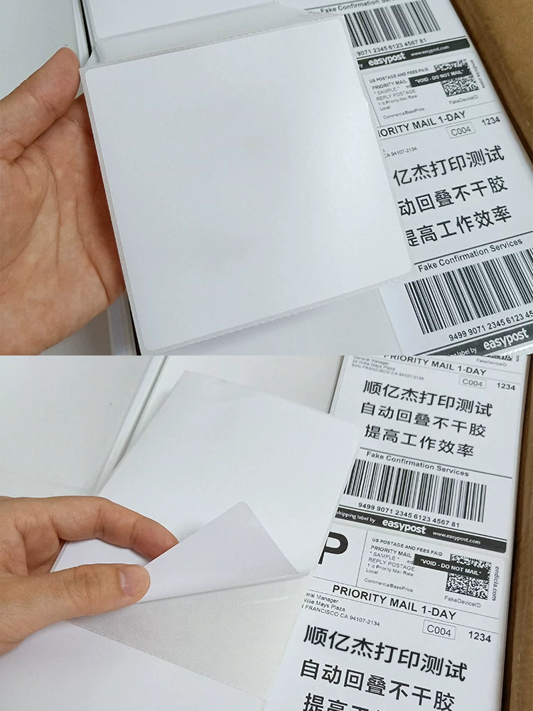 E-poçt Bao üç davamlı termal çap etiket kağızı 100x100x150 Amazon AliExpress transsərhəd e-ticarət öz-özünə yapışan barkod boş elektron forma ekspress tək rulon yığılmış xarici qutu stiker