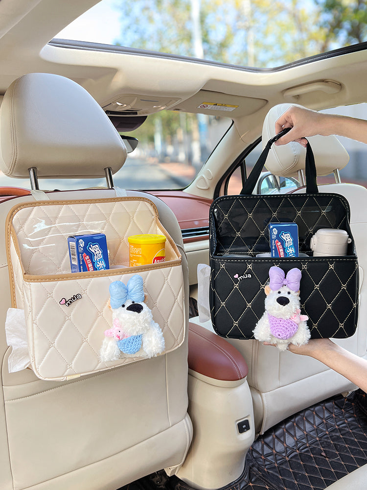 Cartoon style car tissue box, a multifunctional tissue organizer for the backs of car seats, is an essential item for organizing car interior items.