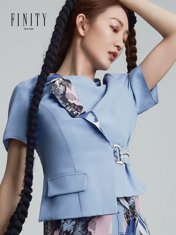 FINITY Erkən Yaz Qadınlar üçün Yeni QısaQollu Süni İki Hissəli Don, Dəbli və Zərif Uzun Don