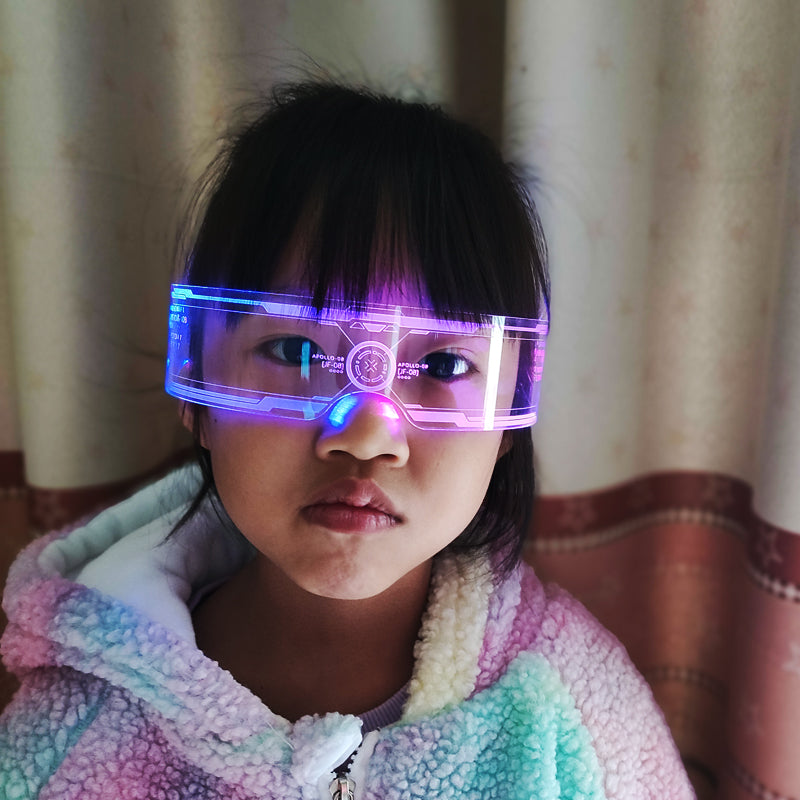 LED işıqlı eynəklər uşaq podiumu cyberpunk texnologiyası sərin günəş eynəkləri oğlan və qızlar üçün performans aksesuarları