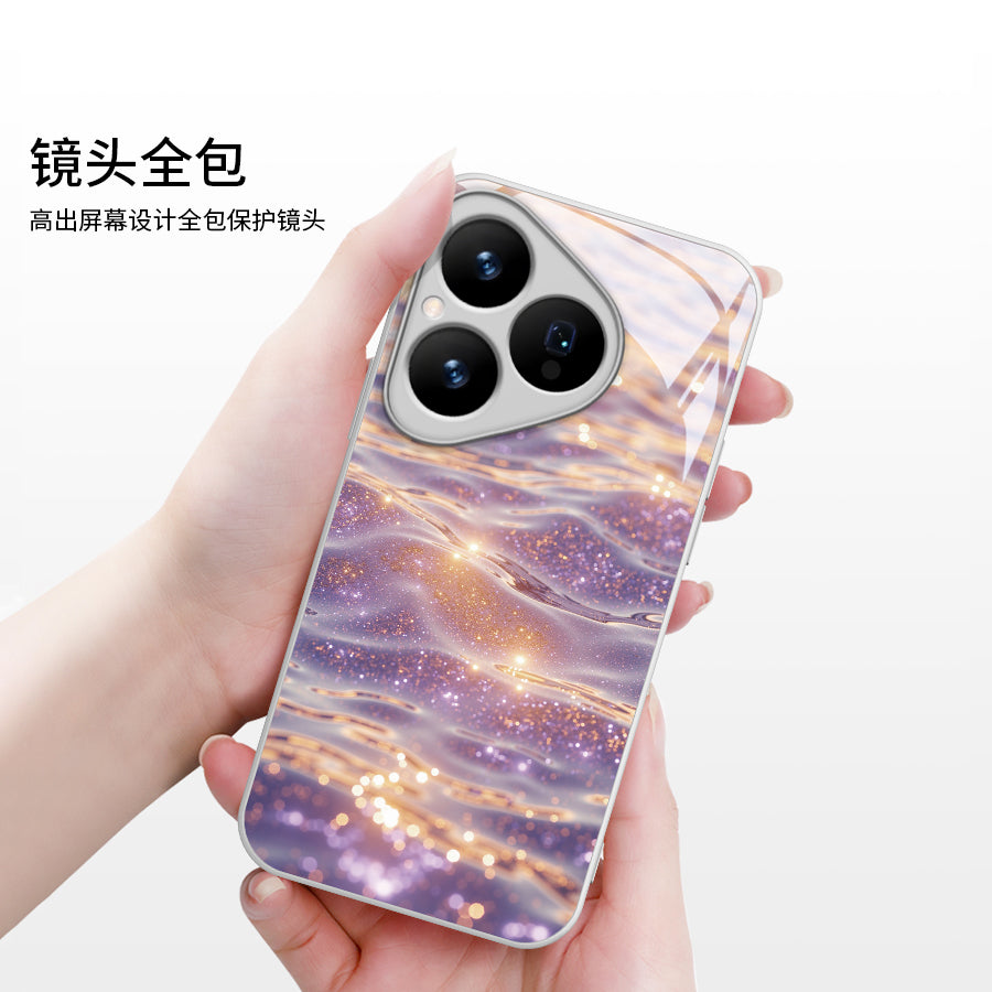 Axan su qızılı Huawei pura80 Fengqichaoming cib telefonu üçün uyğun edir mate70pro şüşə qutu nova13 yüngül lüks moda mate60 şöhrət 300 niş sənət magic7 qadın yeni model
