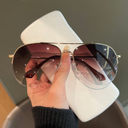 Kişilər və qadınlar üçün Aviator günəş eynəkləri, böyük üzlər üçün çox yönlü, sürücülük üçün arıqlama, anti-UV qurbağası eynəkləri, fərdiləşdirilmiş yarım çərçivəli gün eynəkləri