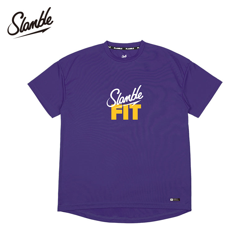 SLAMBLE yay yeni FIT qısaqol kişi köynəyi, dəyirmi boyunlu, tez quruyan nəfəs alan fitnes qaçış məşq forması