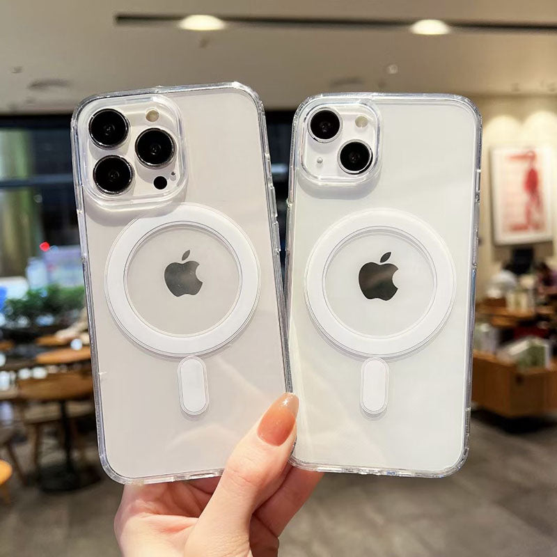 iPhone 16 mobil telefon qutusu 17 üçün uyğundur maqnit düşməyə qarşı iPhone 16promax/16PRO şəffaf maqnit sərt çanta 15pro Apple 13 sadə MagSafe qoruyucu örtük 14pm/11/p