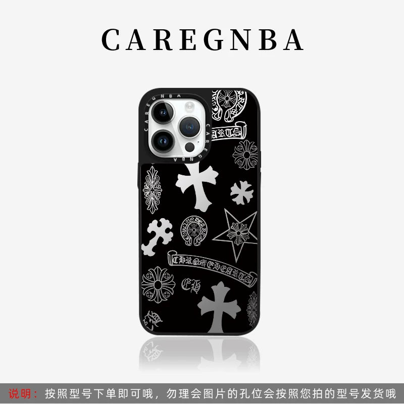 CAREGNBA kobrendli incəsənət yüksək səviyyəli Crow Heart Cross Apple 17ProMax cib telefonu üçün korpus iPhone16pro maqnit 14plus güzgü 15 payız əleyhinə 12 internet məşhuru 11 moda 13
