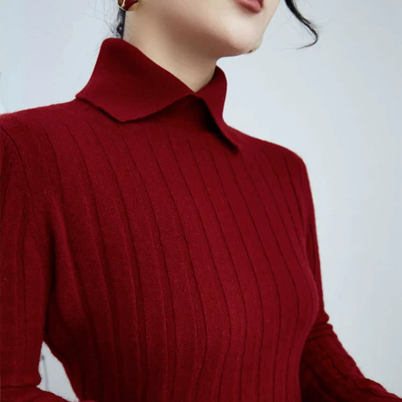 Yaz, Payız və Qış Uzunqollu Trikotaj Polo Köynək, Peter Pan Yaxalıqlı Sviter, Çoxfunksiyalı, İncə Formalı, Qəşəng Qara Top