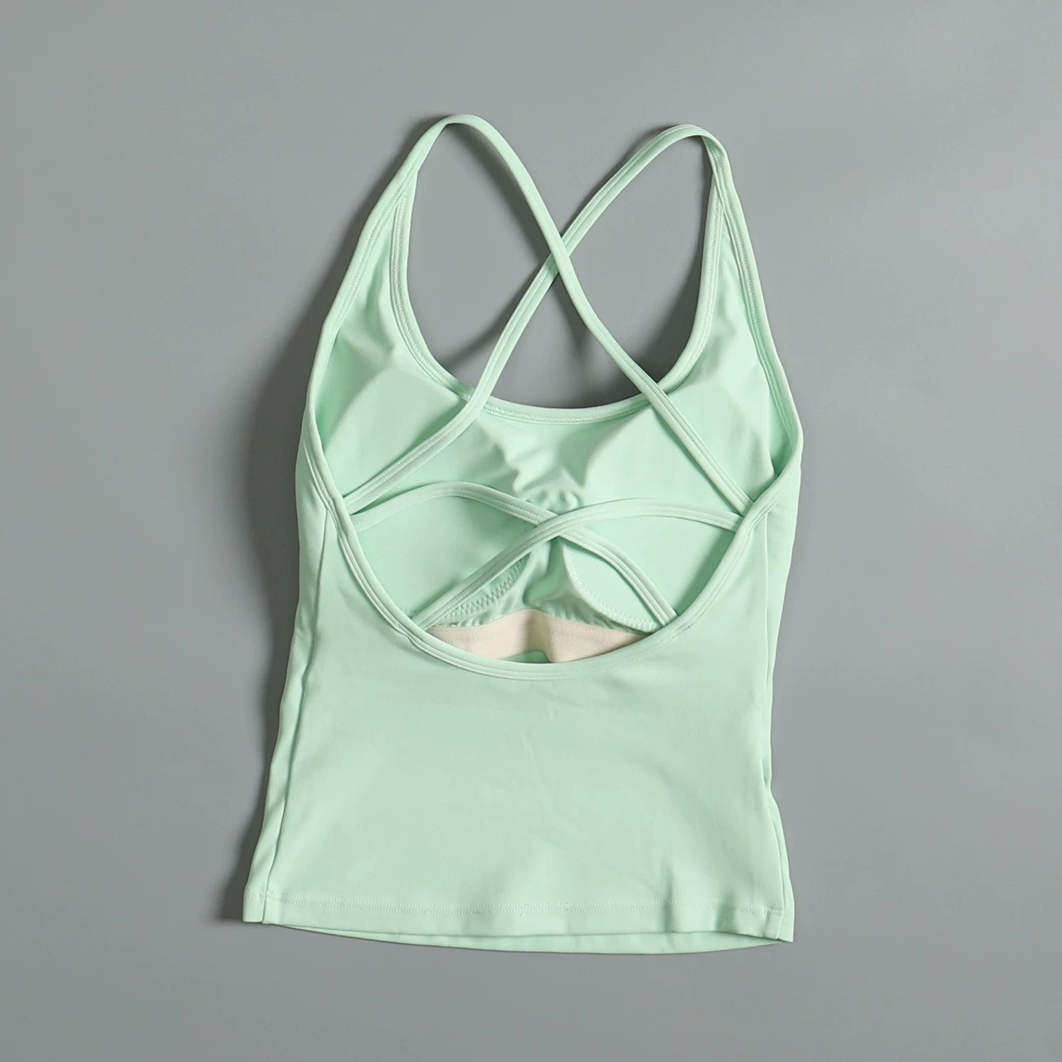Qadınlar üçün sinə yastıqları ilə yay üçün seksi gözəl arxa idman jileti zərbəyə davamlı fitnes alt paltarı xarici geyim asma Pilates yoga üstü