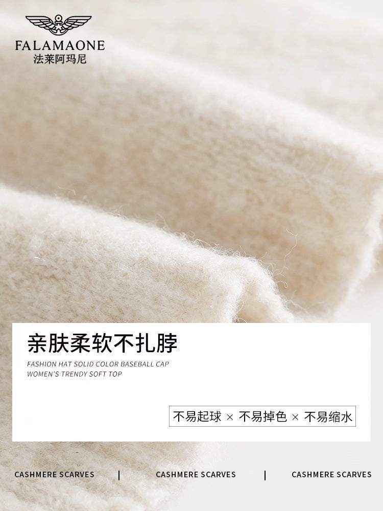 Qadınlar üçün Fala Armani ağ yumşaq yun şarf, qış Koreya üslubunda toxunmuş yun şarf, yüksək keyfiyyətli və çoxfunksiyalı.