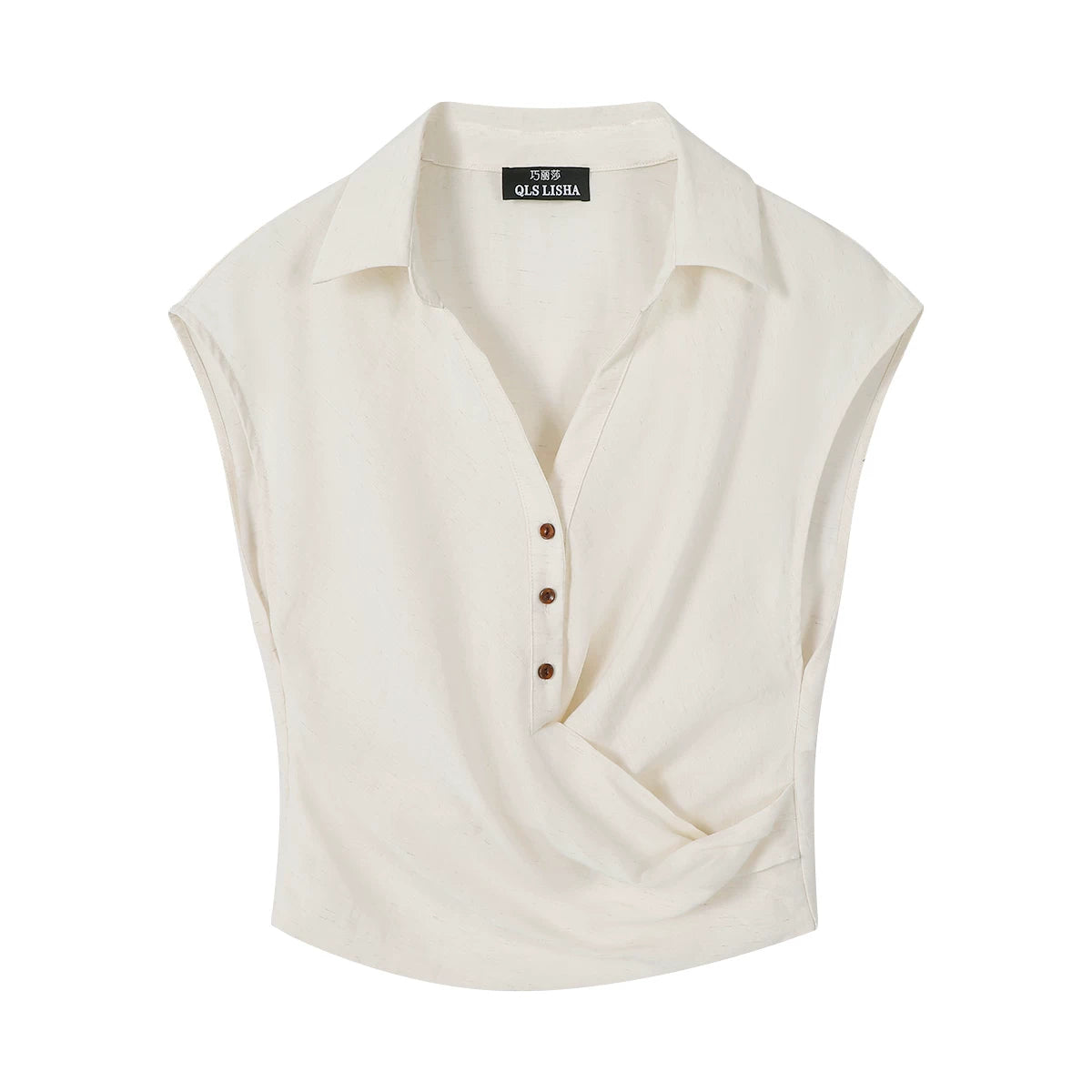 Chola Lisa Moda Bütöv Rəngli V-yaxalı Köynək Qadınlar üçün Yüksək Səviyyəli Lüks Gənc Qolsuz Fransız Üslublu Yay Topu