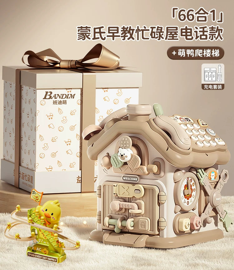 0-3 yaşlı uşaqlar üçün altıbucaqlı körpə oyuncağı, erkən uşaqlıq təhsili, Montessori səbəb-nəticə əlaqəsi, məşğul qutu, forma uyğun ev