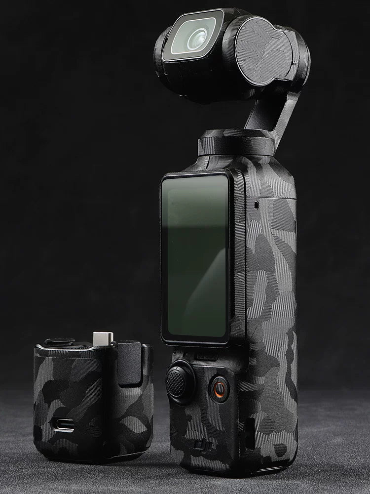 DJI POCKET4/3 stikerləri üçün uyğundur DJIpocket3ar film idman kamerası silikon bazası 3M kamuflyaj qara karbon fiber qara hər şey daxil cib 3 film aksesuarları