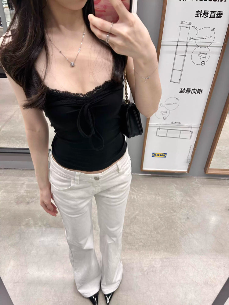 Qadınlar üçün Amerika üslubunda şirin və ədviyyatlı, sadəlövh kamzol, incə oturacaq, incə krujeva daxili qat, gündəlik istifadə üçün çoxfunksiyalı mayka, yay