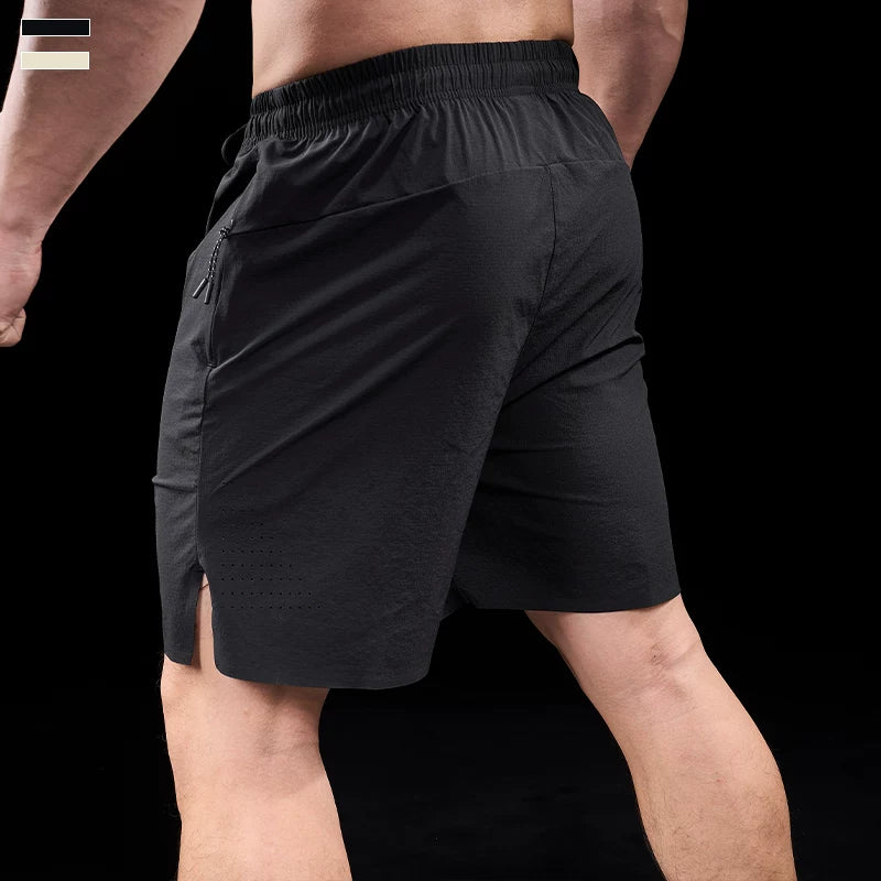Həddindən artıq əzələli yay kişi idman fitnes tez quruyan qaçış şortu, elastik kişi yeni stili