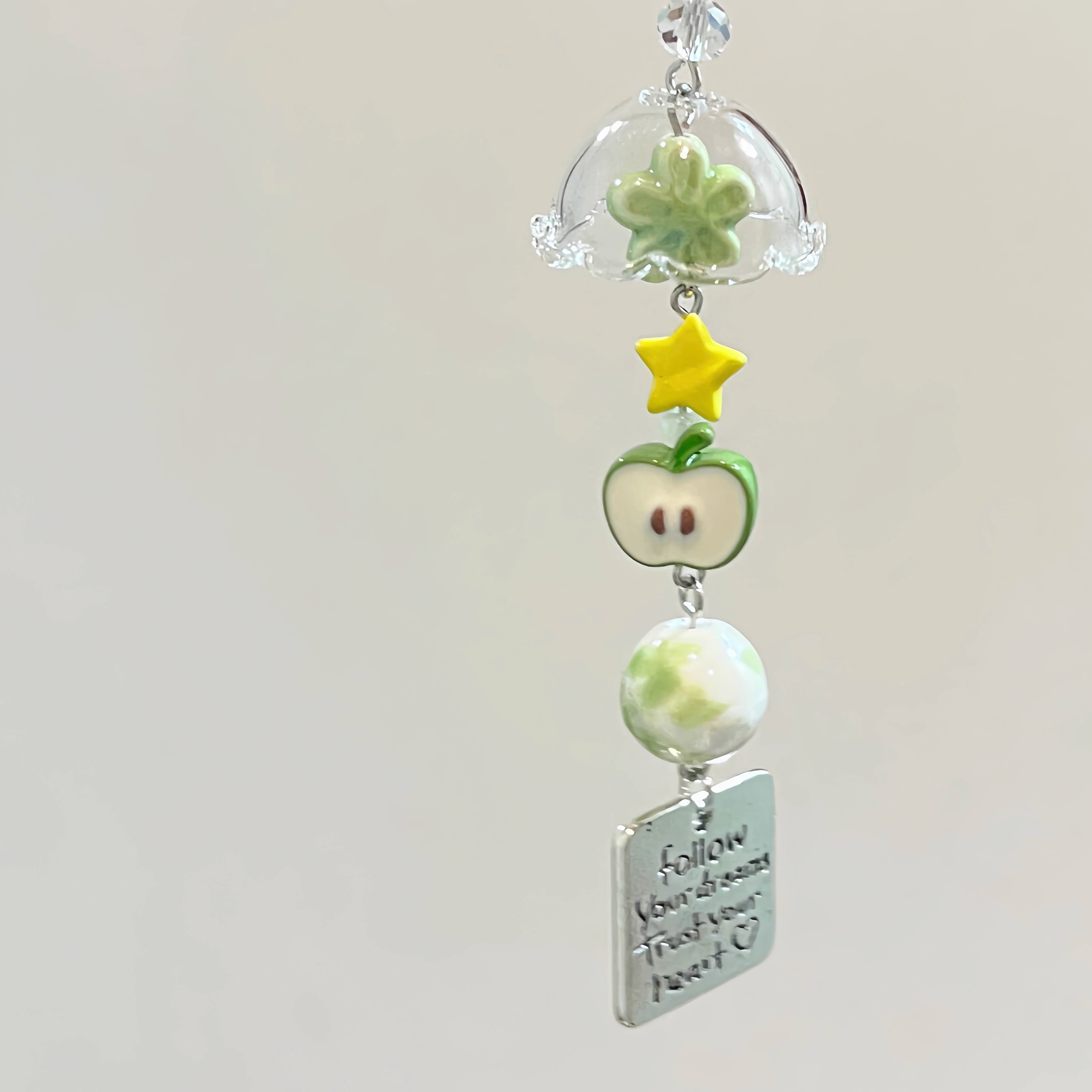 DIY Apple Wind Chime Girls' Handmade Lucky Charm Chain Phone Chain Key Chain Bag Pendant Decoration