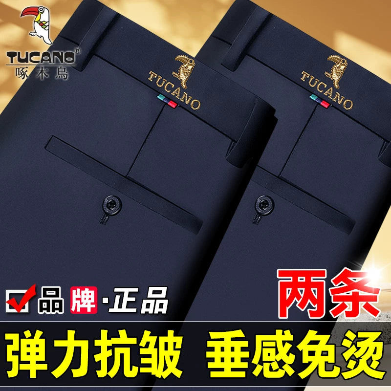 Woodpecker 2025 Yeni Kişi Gündəlik Şalvarı, Qış Yun Astarlı Qalın Şalvar, Düz Ayaqlı Boş Uzun Şalvar, Orta Yaşlılar üçün Don Şalvarı