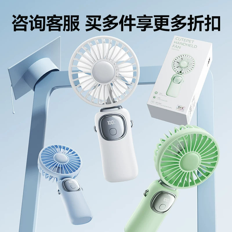 Əl kiçik ventilyator portativ kiçik mini qatlanan təkrar doldurulan ofis masası asma boyun əllə üfürmə əlavəsi elektrik usb elektrikli fan səssiz iş masası tələbə yataqxanası soyutma artefaktı f
