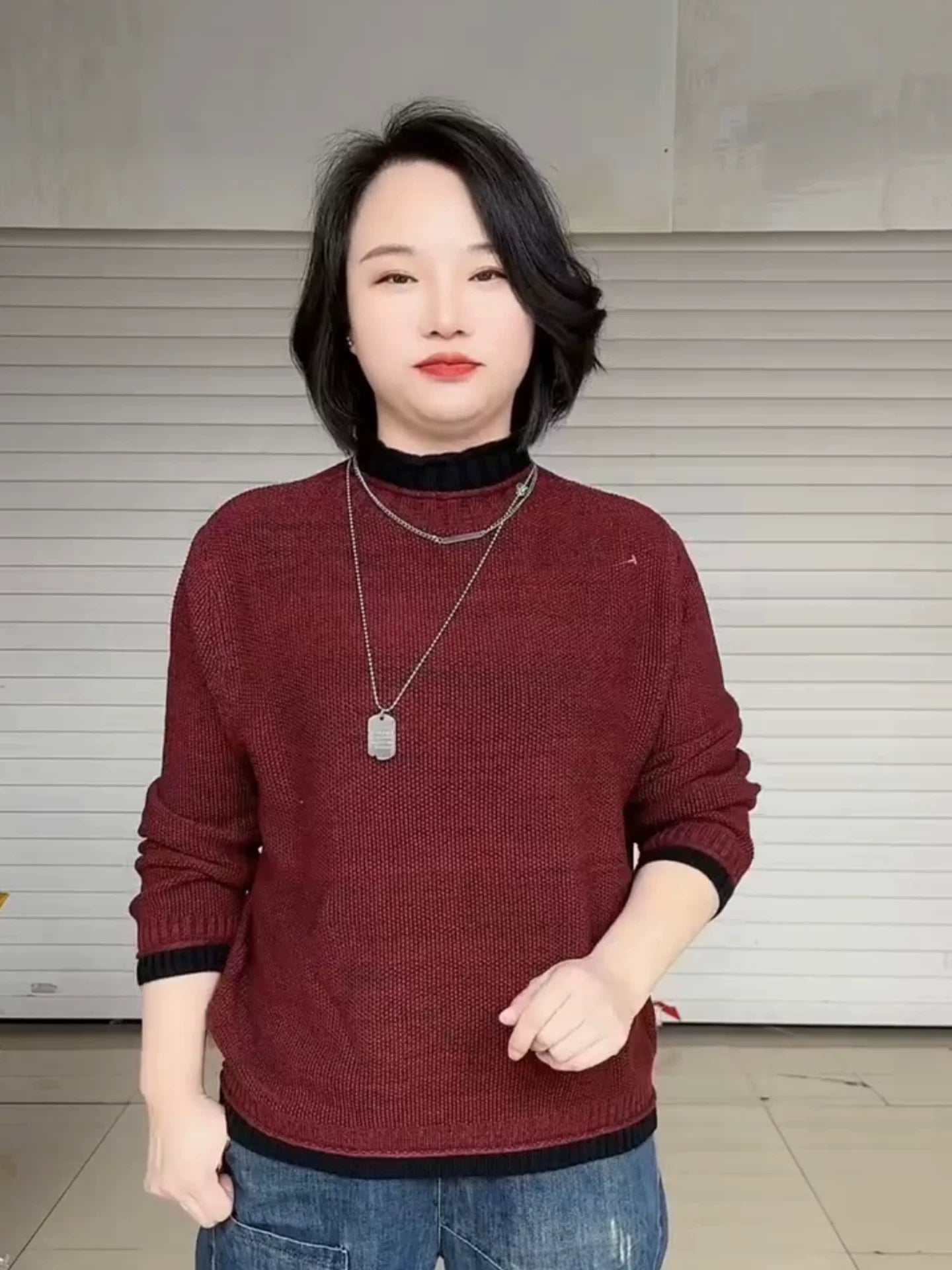 Qadınlar üçün rəngli, uzunqol, isti toxunma sviter, Avropa üslubunda, yeni payız və qış üslubunda, rahat və gənc, arıqladıcı sviter.