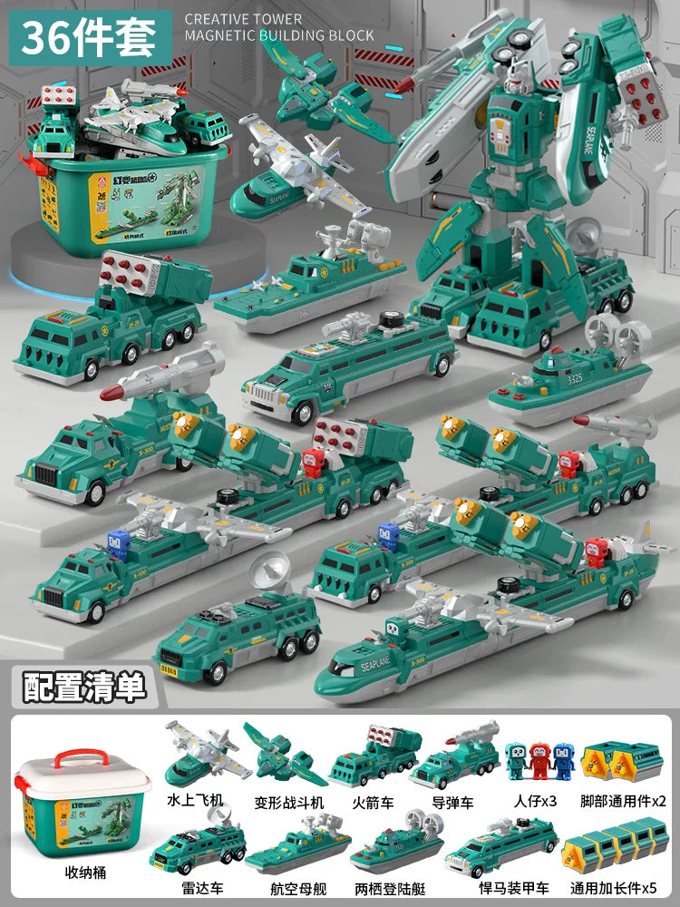 Maqnit tikinti blokları, uşaq oyuncaqları, təhsil, transformasiya, montaj, mühəndislik vasitəsi, robot, 6 yaşlı uşaqlar üçün Milad hədiyyəsi.