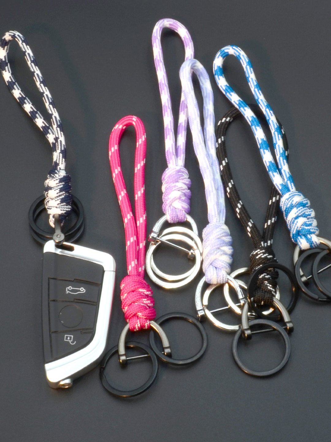 Yaradıcı əl işi avtomobil açar zənciri üzüyü, sadə toxunmuş nal nalı D formalı asma ip zənciri, çanta cazibədarlığı aksesuarı.