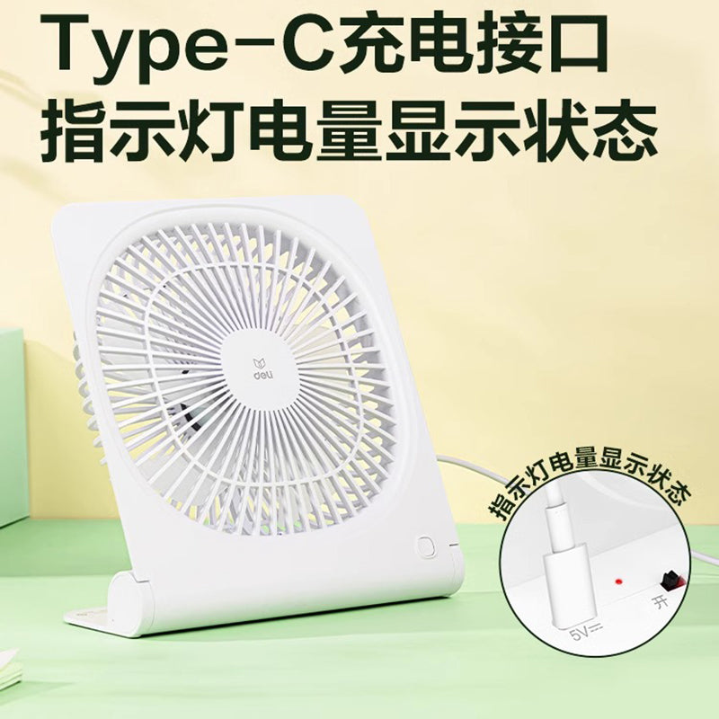 Deli usb mini fan 3682/6/8 ventilyator 6 düymlük masa üstü masa klipi təkrar doldurula bilən əl qatlanan tələbə yataqxanası aşağı səs-küylü mini soyutma stolu şaquli notebook soyutma ventilyatoru