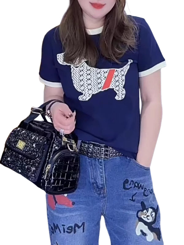 Qadınlar üçün Böyük Ölçülü Amerika Stilində Saf Pambıqdan Dəyirmi Yaxalıqlı Arıqladıcı Qısa Qollu Futbolka, Yay 2026, Əyri Qadınlar üçün Dəbli, Boş və Zərif Top