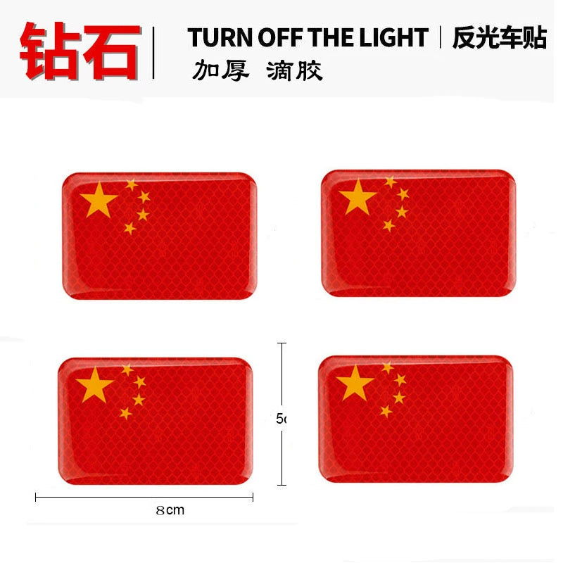 3D Qırmızı Bayraq Bamper Etiketləri Şəxsiyyət Etiketləri Qalınlaşmış Epoksi Yansıtıcı Bayraq Etiketi Suya davamlı Çizilmə Qapağı Qapağı