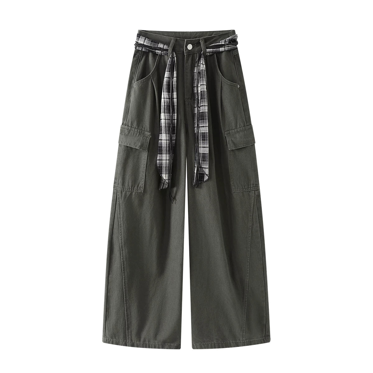 Chorlisa Retro Gündəlik Yük Şalvarı Qadınlar üçün 2025 Yeni Payız Maillard Yüksək Belli Seksual Geniş Ayaqlı Cins Şalvar