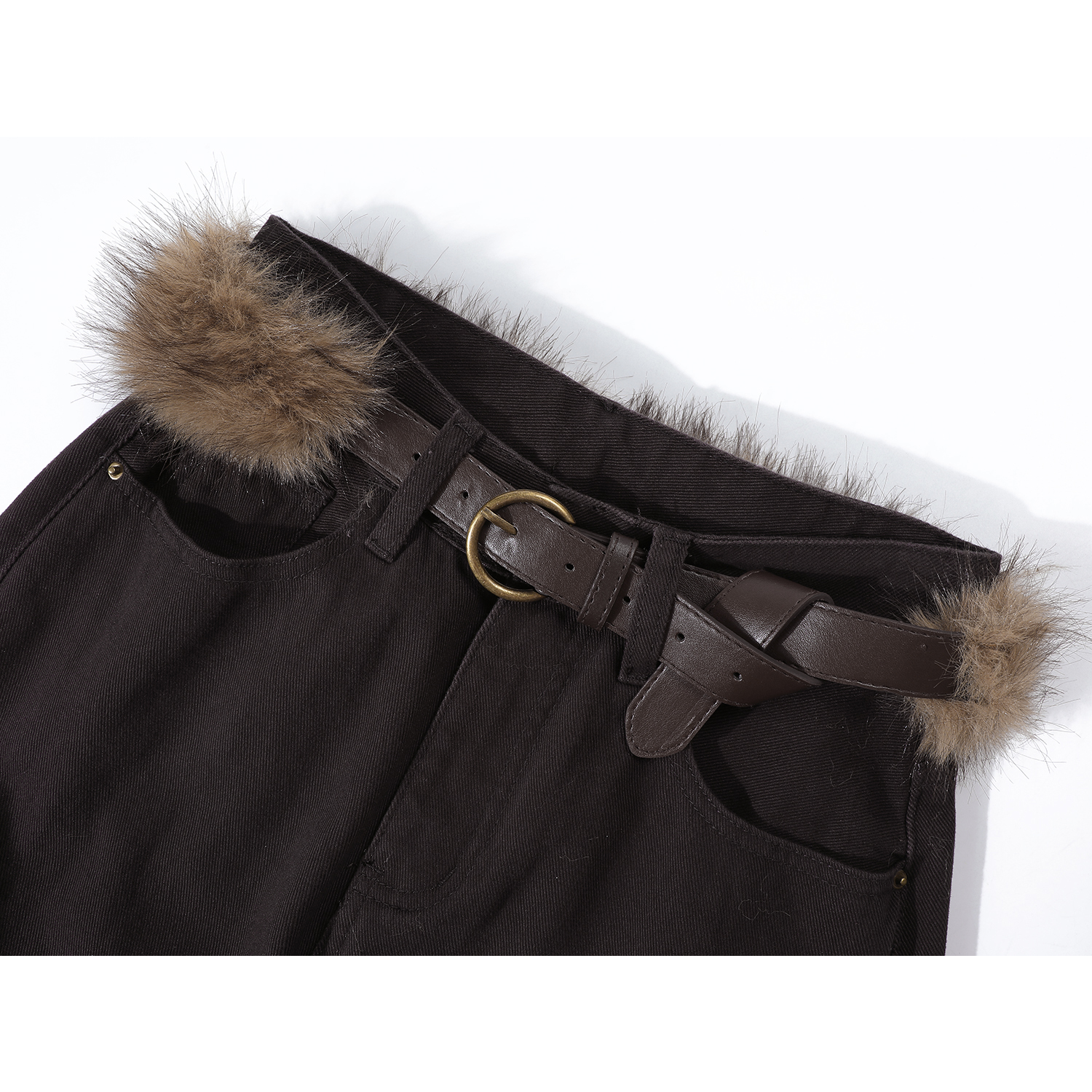 Cholisa 2026 Populyar Qəhvəyi Qadın Şalvarları, Yaz və Payız Retro Düz Ayaqlı Cins Şalvarlar, Qış Boş Geniş Ayaqlı Şalvarlar